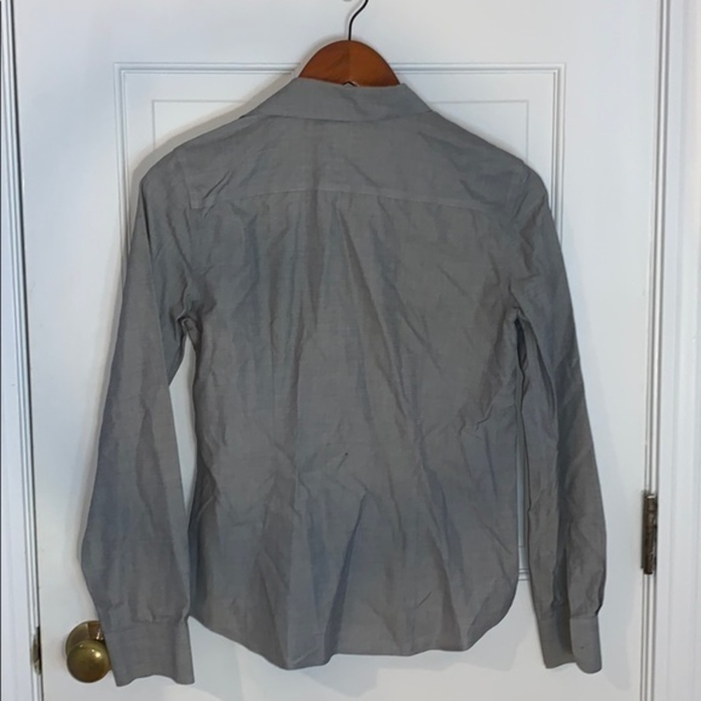 Talbots gray button up collared white - Picture 2 of 3